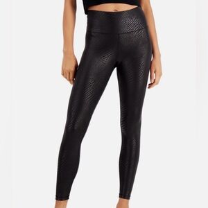 INC International Concepts Black Crocodile Print Faux Leather Leggings Size L